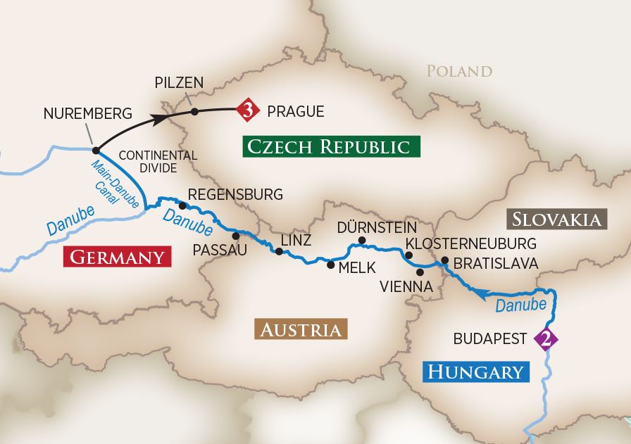 danube cruise map