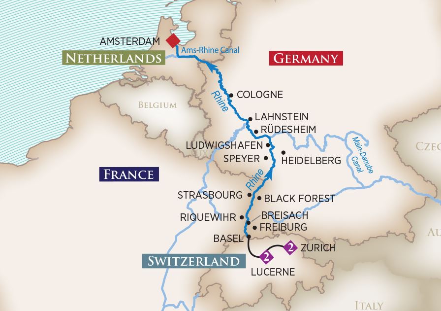 german river cruises map