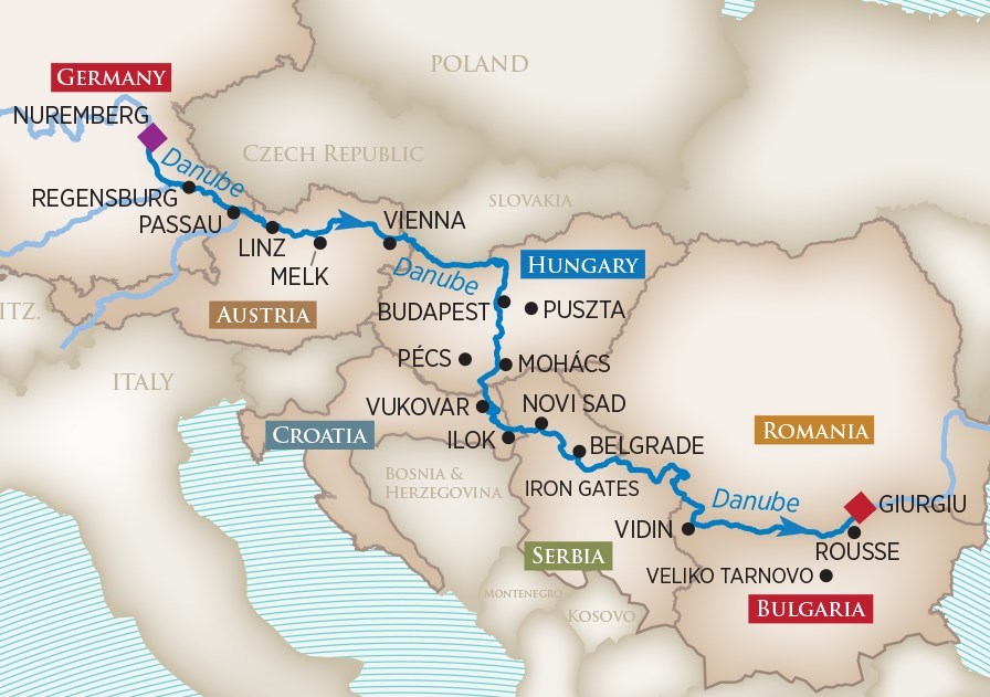 danube cruise map